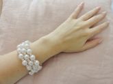 Pulseira espira 3 voltas (perolas e strass)