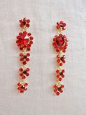Brinco dourado de strass flor (vermelho)