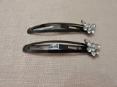 Par de presilhas de cabelo (preto com strass)